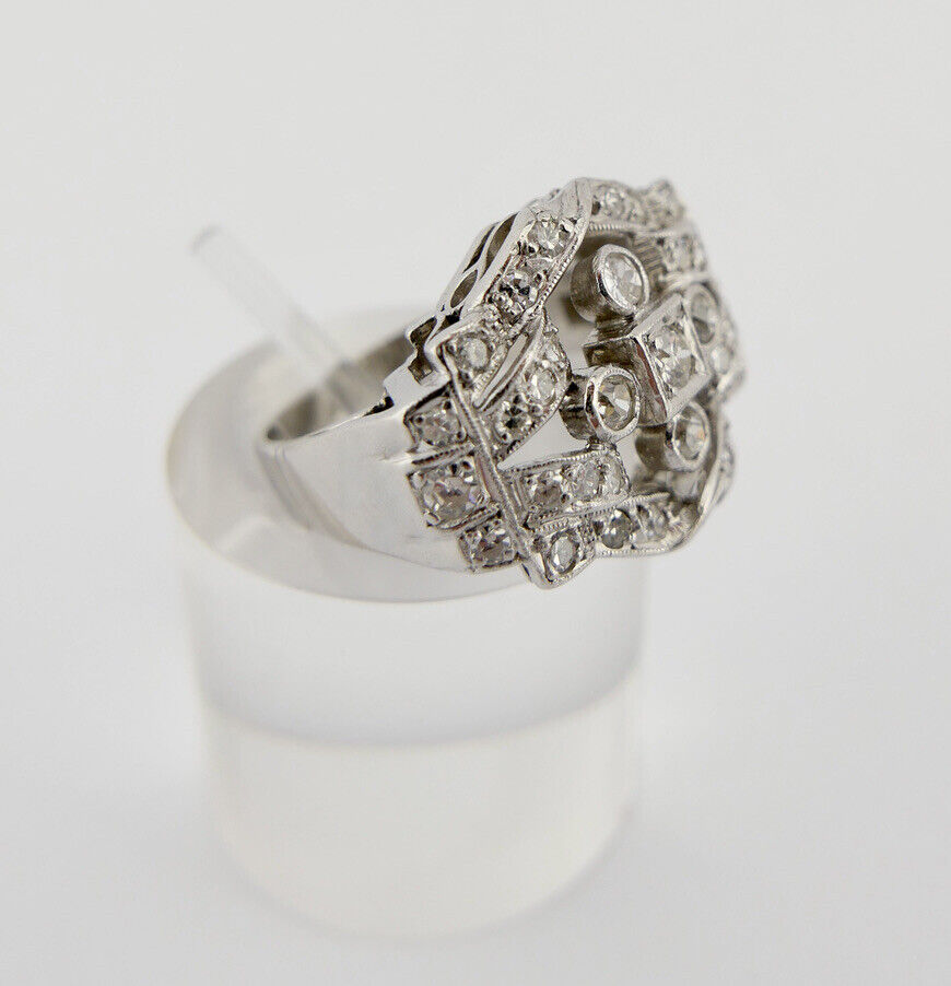 Antiker Jugendstil Platin Ring mit Altschliff Diamanten 0,84 Ct Gr.50 um 1910 - Antikhandel-Stuttgart