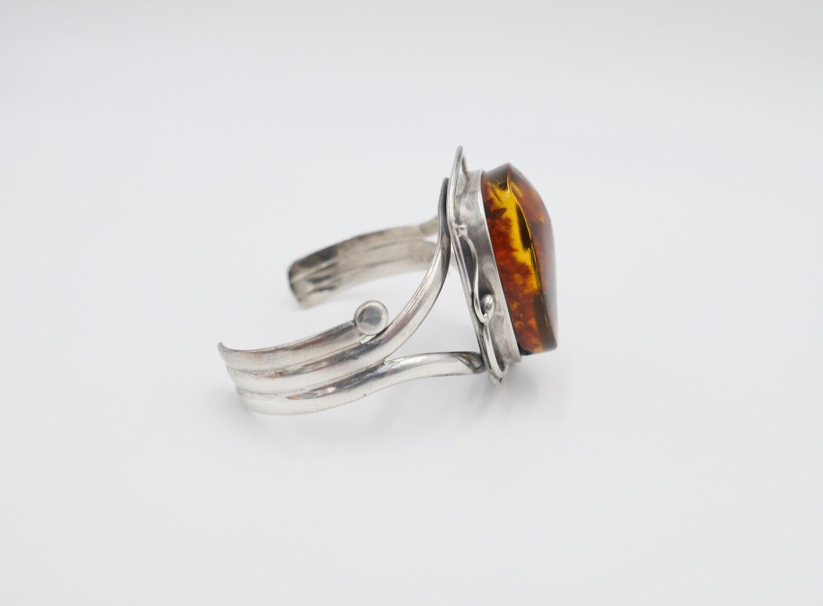 vintage Silber 925 Bernstein Armband floral Armreif Armspange Sterlingsilber - Antikhandel-Stuttgart