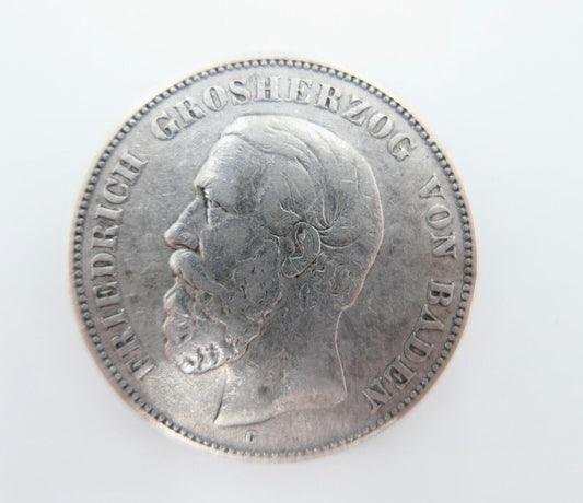 5 Mark 1876 G Friedrich I. BADEN J. 27F in ss-vz - Antikhandel-Stuttgart