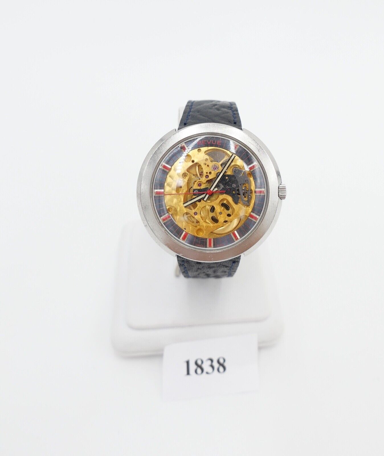 Revue Herren Armbanduhr Skelett Gehäuse Automatic Uhr MSR 1970er Vintage Ø40,7mm - Antikhandel-Stuttgart