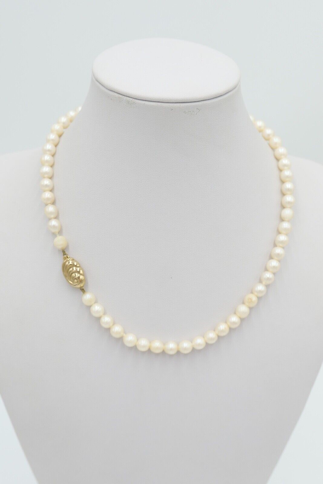 80er Jahre Jka Perlenkette Collier Zuchtperle 43 cm Gold 585 / 14K Perlen Ø 6 mm - Antikhandel-Stuttgart