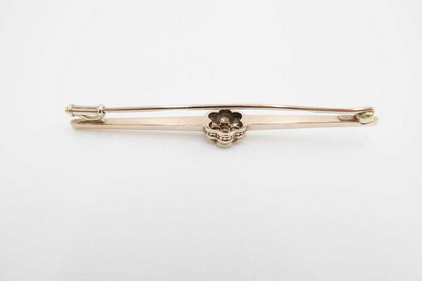 30er Jahre Brosche Bajonettverschluß 62mm 585 Rotgold Übergangsschliff Diamant - Antikhandel-Stuttgart