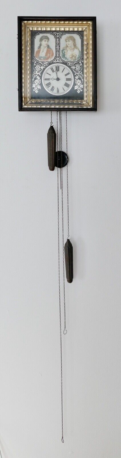 BIEDERMEIER antike Rahmenuhr Bilderuhr Wanduhr Portrait Frauen römische Ziffern - Antikhandel-Stuttgart