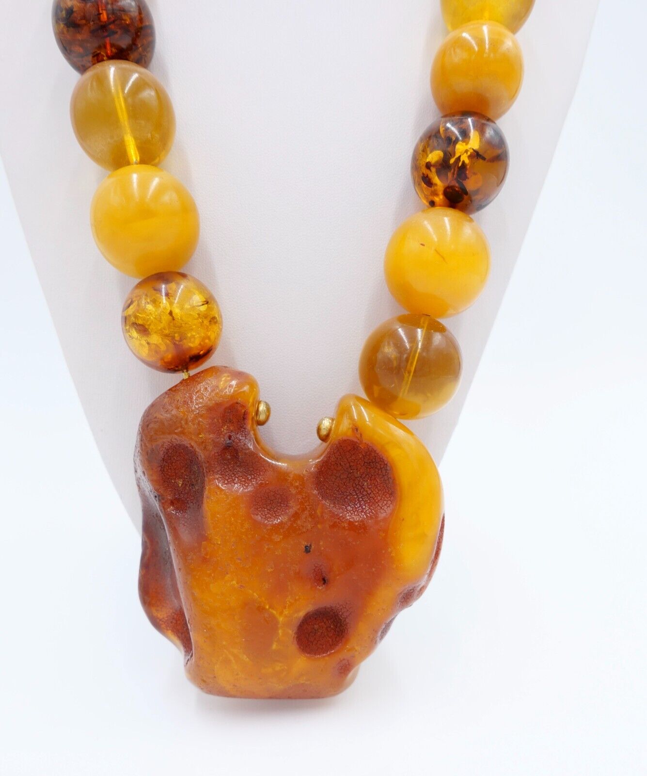 Vintage XXL Bernstein butterscotch Kette Collier Amber 340 Gramm Silber Magnet - Antikhandel-Stuttgart
