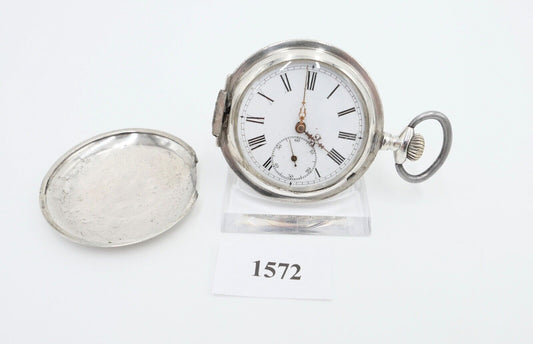 große antike Silber Savonette Taschenuhr Ø 53 mm um 1900 Olgetta funktionsfähig - Antikhandel-Stuttgart