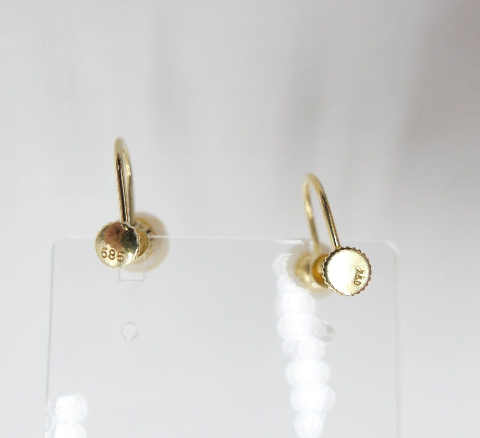 1980er Gelbgold Perlen Ohrringe Ohrstecker 750 585 Schraubverschluss Ø 7,5 mm - Antikhandel-Stuttgart