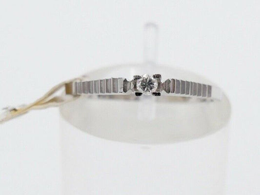 - NEU - 90er Solitär Ring Weißgold Gold 585 14K Brillant 0,05 Ct Gr. 55 56 - Antikhandel-Stuttgart
