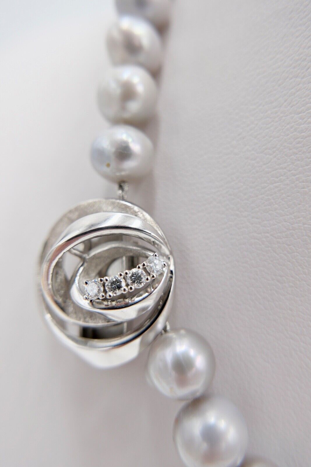 TAHITI Perlenkette Collier Grau mit Brillanten 43 cm Weißgold 585 Perlen Ø 8,8mm - Antikhandel-Stuttgart