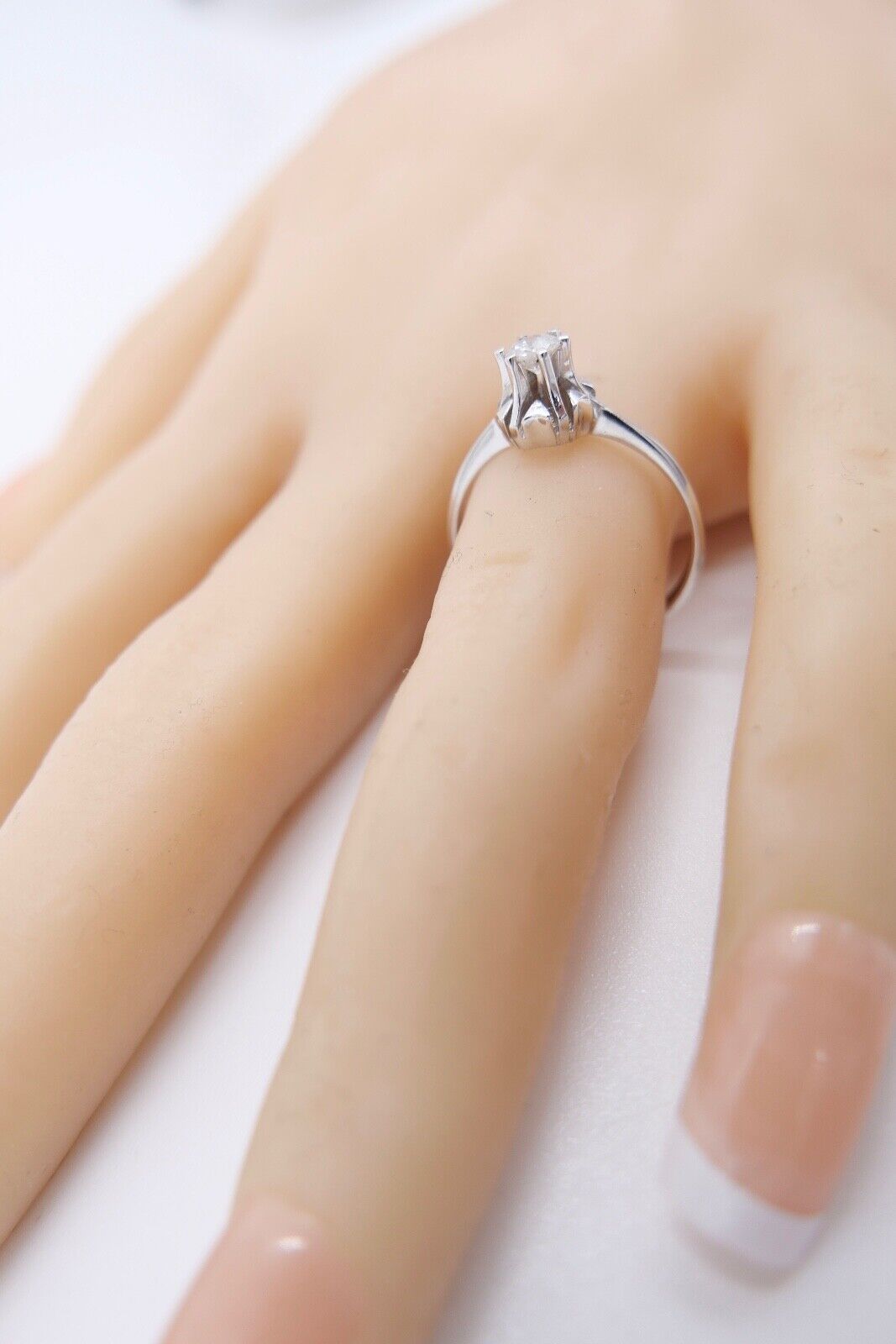 Solitär Weißgold Brillant 585 14K Damen Ring 0,21 Ct Gr. 56 SI Wesselton - Antikhandel-Stuttgart