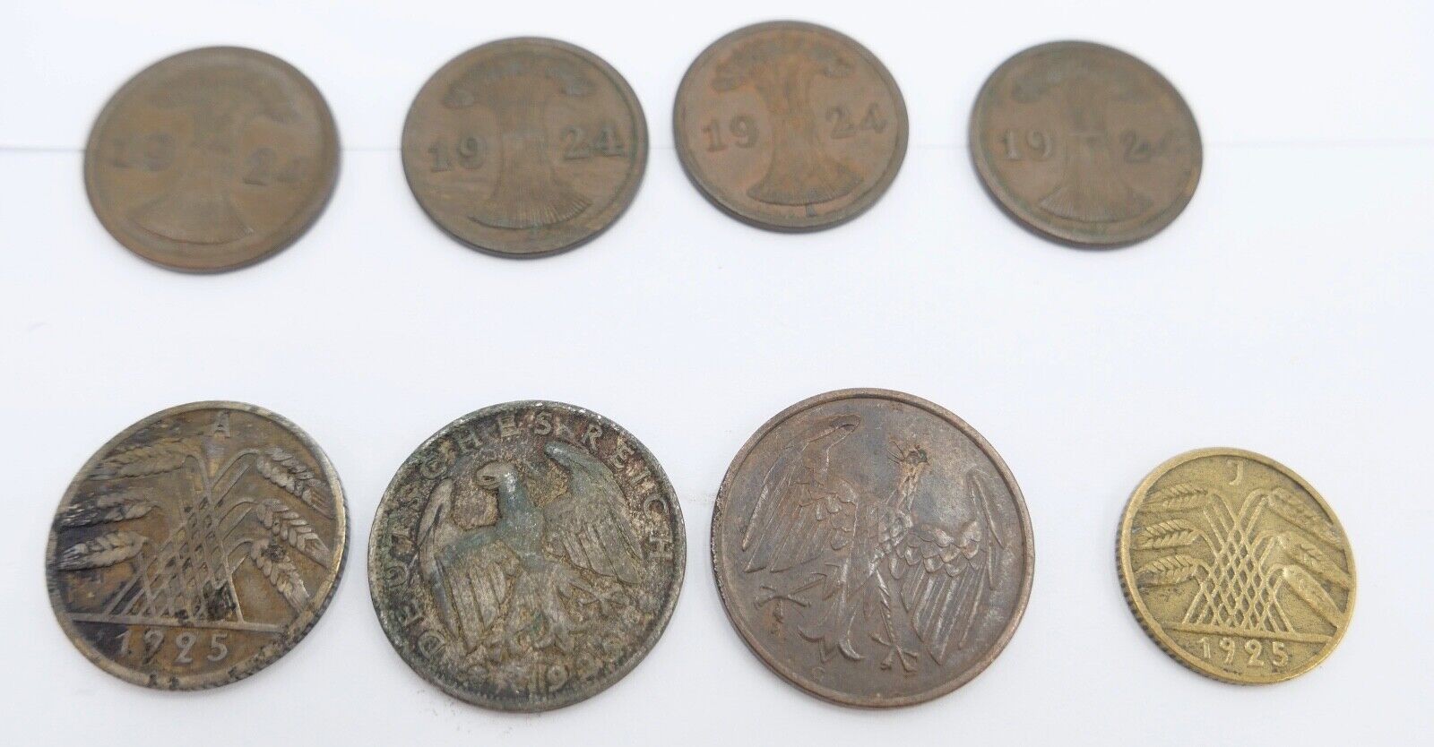 Posten Weimarer Republik 1, 3, 500 Mark 1, 2, 4, 5, 10, 50 Pfennig - Antikhandel-Stuttgart