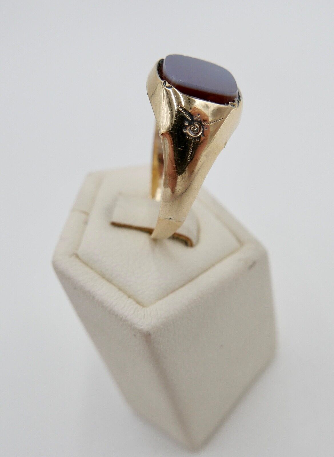 Antiker Jugendstil Siegelring Ring Gold 585 14K Gr. 59 Blauer Achat Lagenstein - Antikhandel-Stuttgart