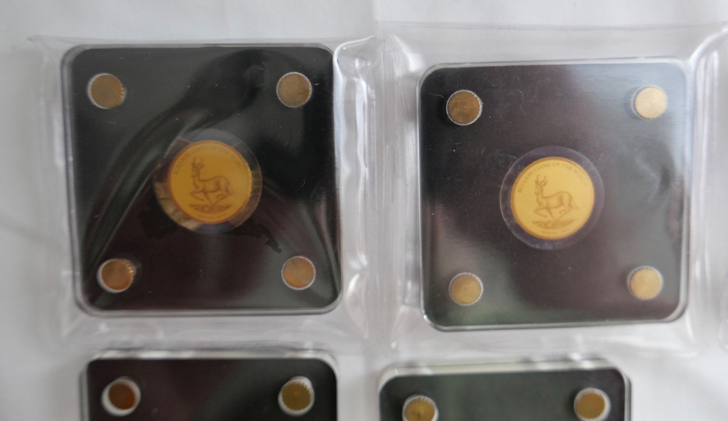 5 x Goldmünzen 3000 Francs 1/500 oz 2019 Mauerfall Springbock Brandenburger Tor