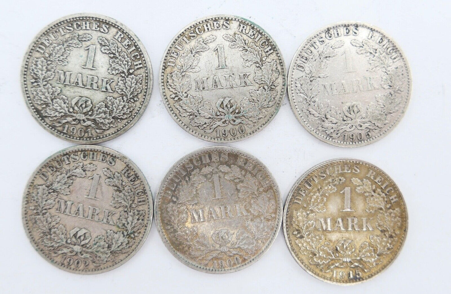 6x 1 Mark Kaiserreich 1900-1915 Jäger J.17 VZ-STG Vorzüglich - Stempelglanz - Antikhandel-Stuttgart