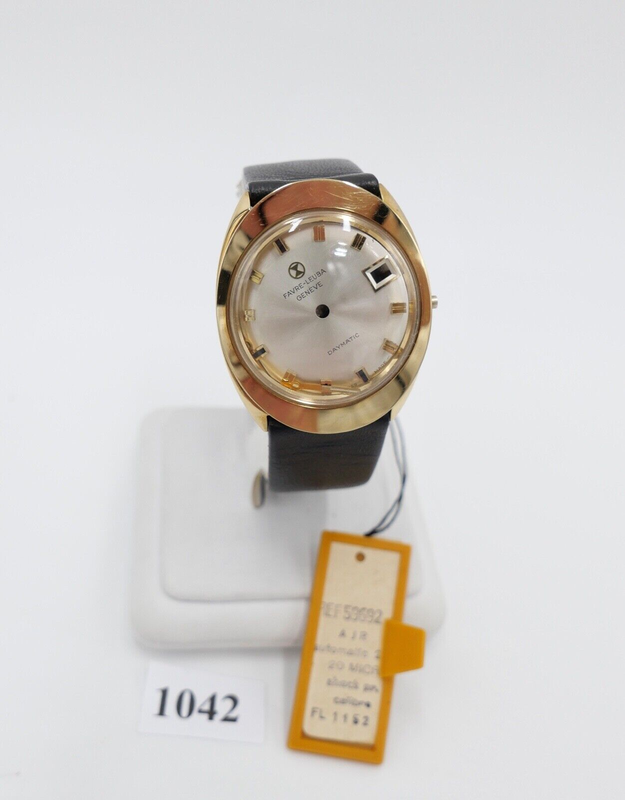 NEU Vintage 70er Jahre Gehäuse FAVRE-LEUBA GENEVÉ DAYMATIC Ref. 59692 vergoldet - Antikhandel-Stuttgart