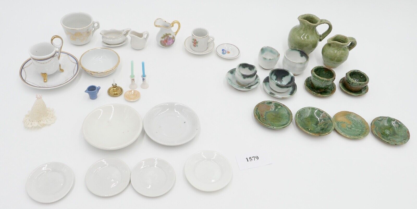 Vintage Porzellan Miniatur Puppenmöbel Puppenhaus Geschirr Tassen Teller - Antikhandel-Stuttgart