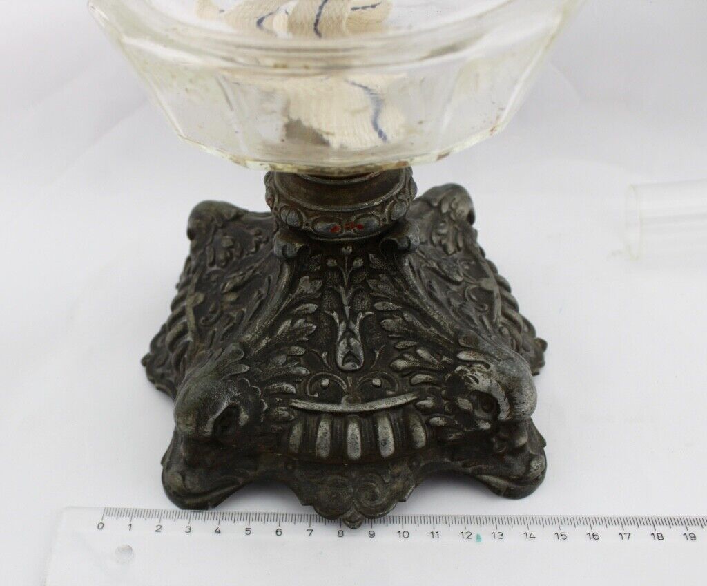 Alte Jugendstil Petroleumlampe Kupfer Tischlampe Zinn Optik 44cm R. Ditmar Wien - Antikhandel-Stuttgart