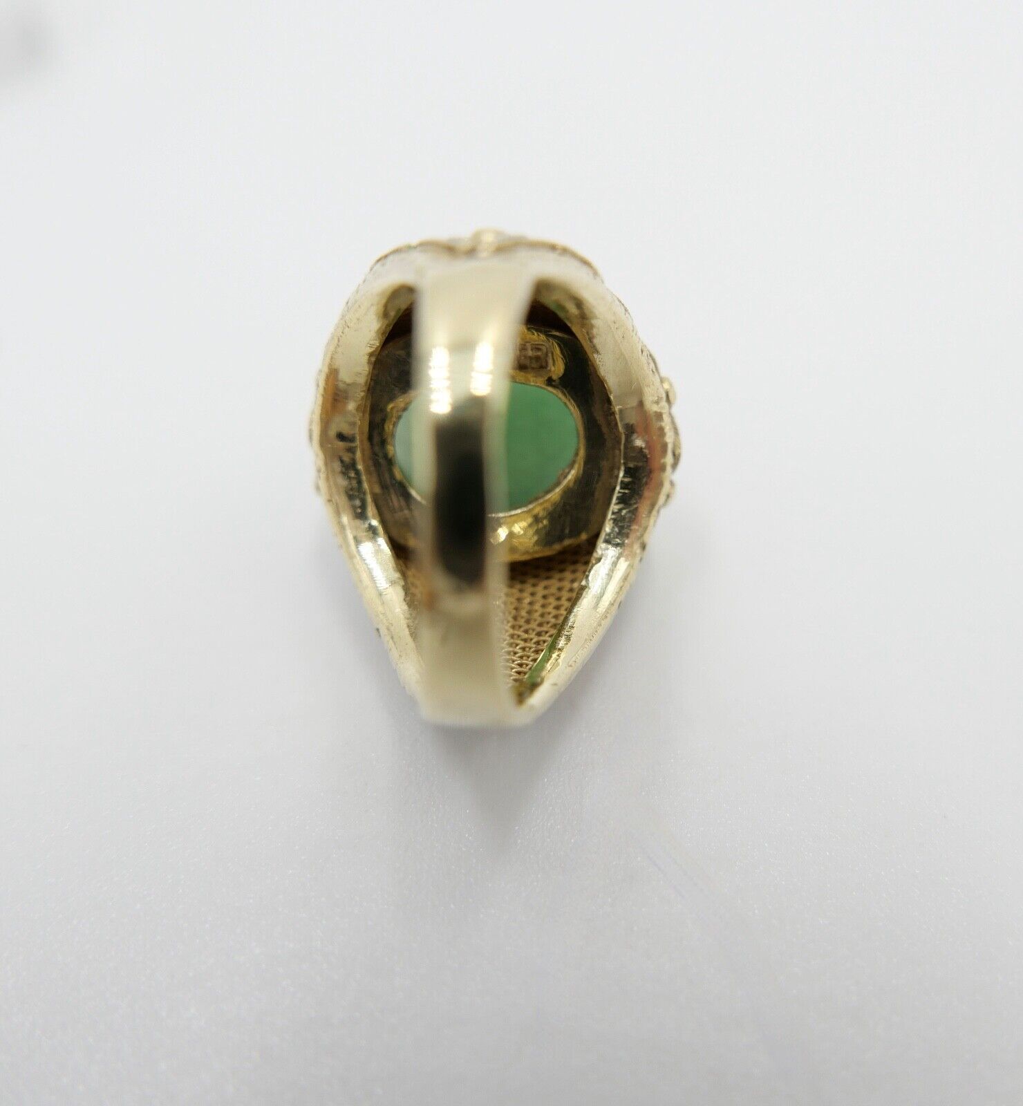 Alter Silber Ring China Silver Emaille & Jade Cabochon Email Gr. 51 vergoldet - Antikhandel-Stuttgart