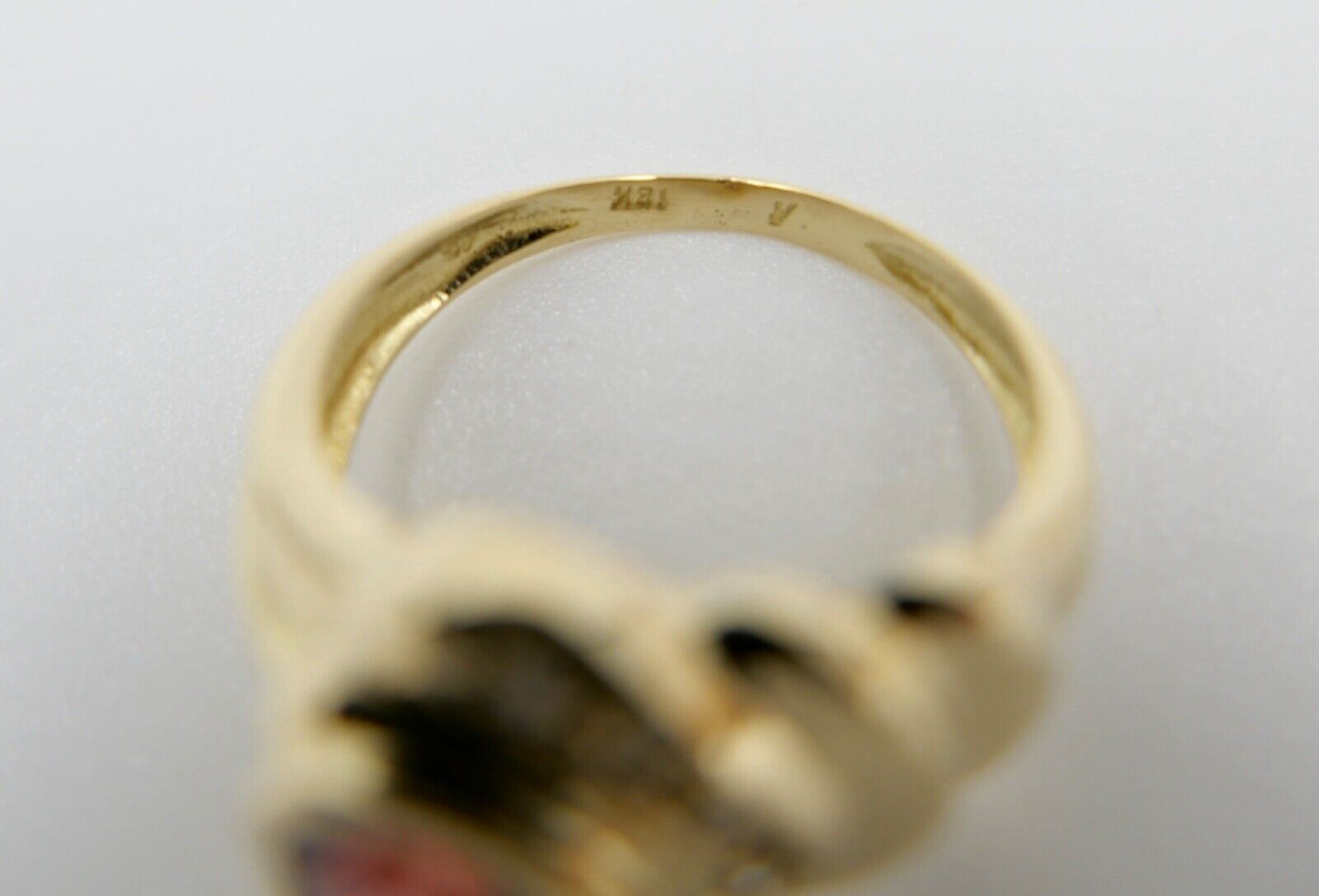 Gelbgold Ring mit rotem Herz Stein und Diamanten 1,22 Ct 750 18K Gr. 56 - Antikhandel-Stuttgart
