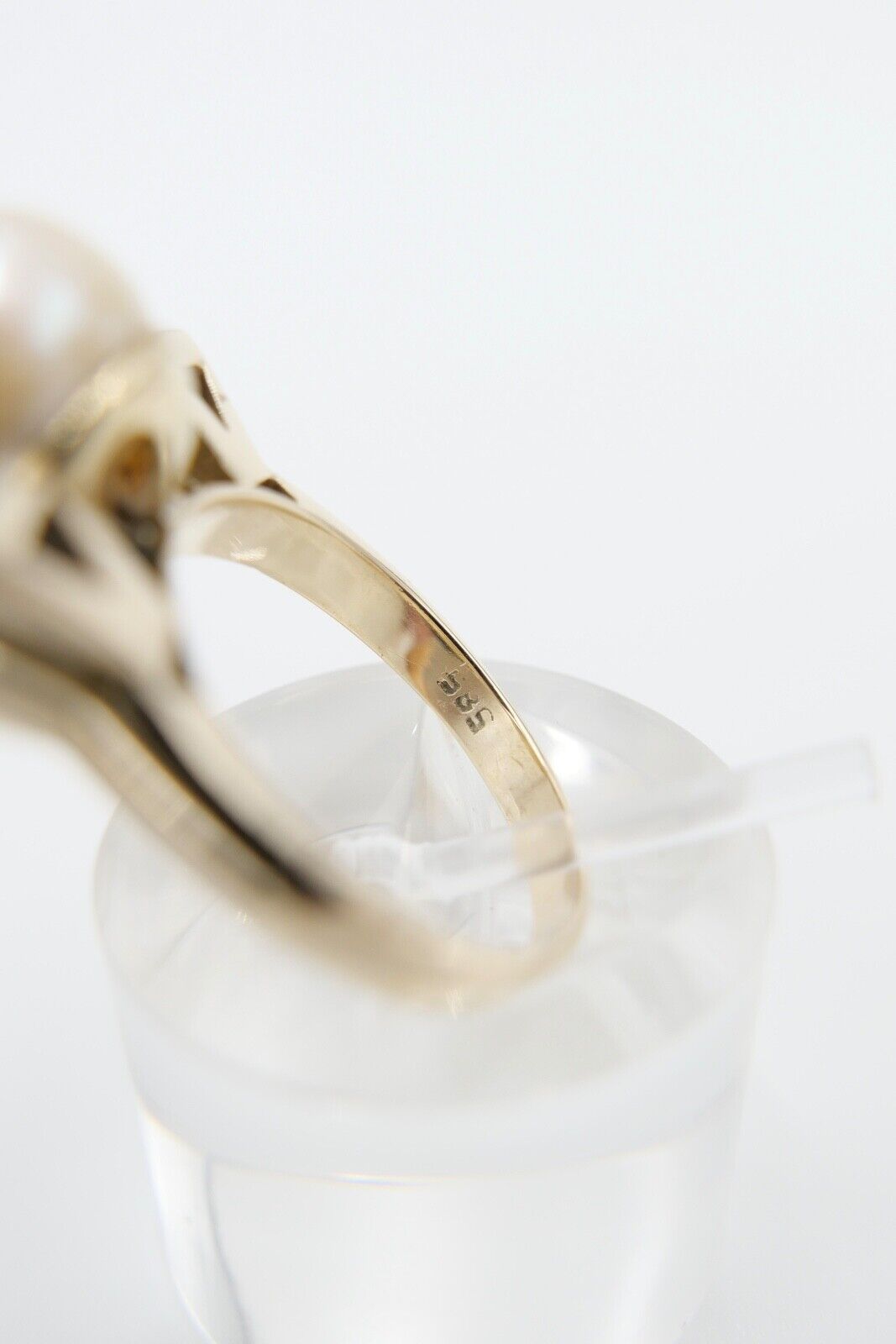 antik Damen Ring Gold 585 / 14K Gr. 56 Diamant Altschliff süßwasser Zuchtperle - Antikhandel-Stuttgart