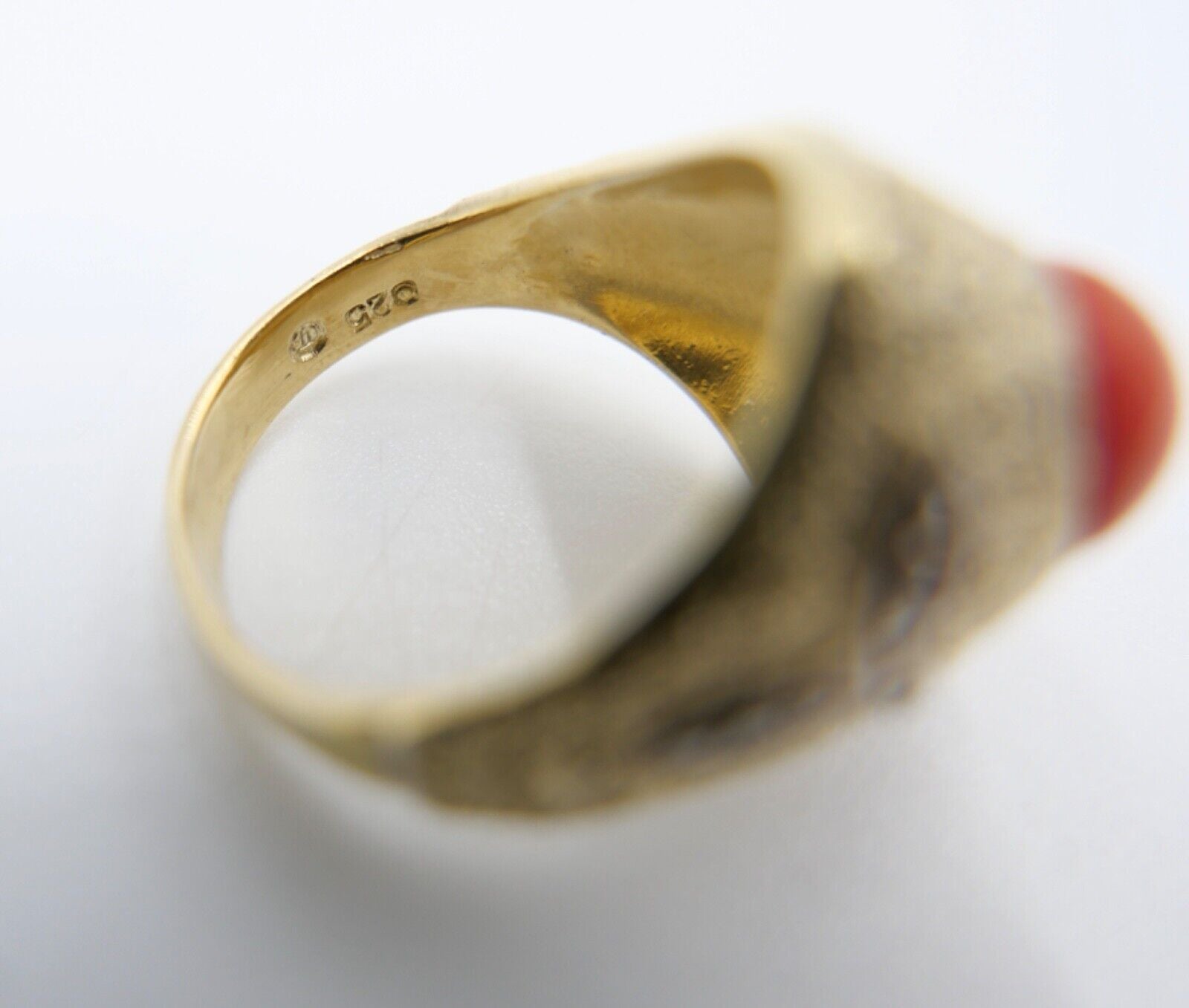 Theodor Fahrner Damenring 1940er 1950er Koralle 925 Silber vergoldet Gr.54 - Antikhandel-Stuttgart