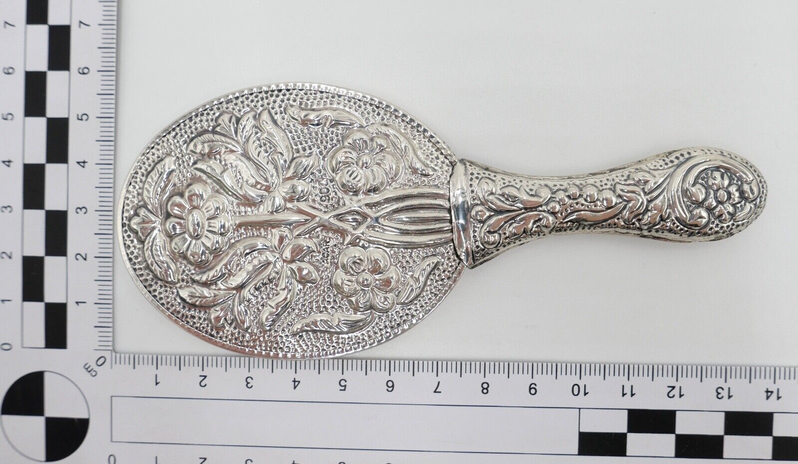 2x alte Handspiegel ACAR / TURAN 900 Silber Blumenmuster Taschenspiegel - Antikhandel-Stuttgart