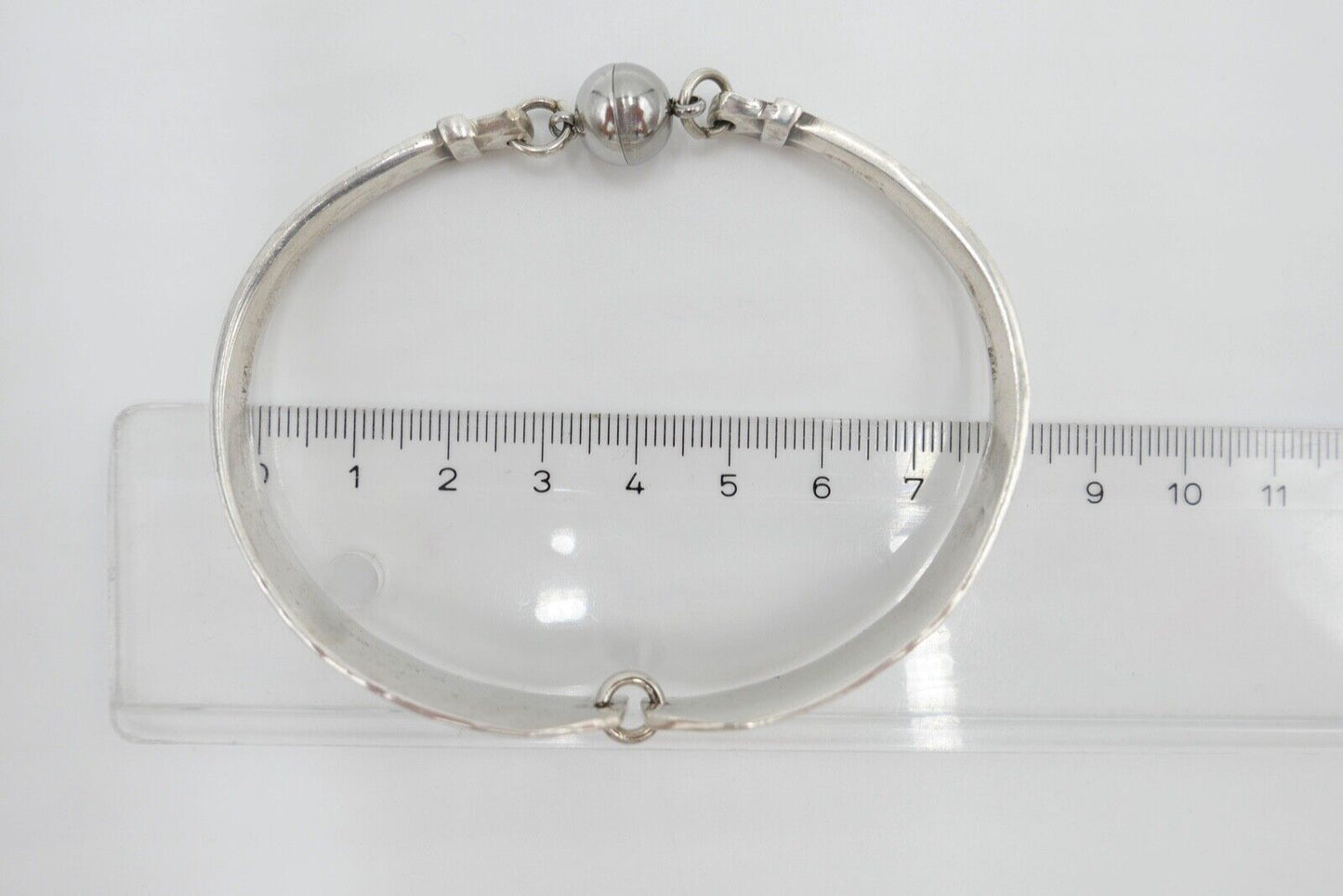 80er Jahre Silber 900 Armband gehämmert Magnetverschluss V.S.F - Antikhandel-Stuttgart