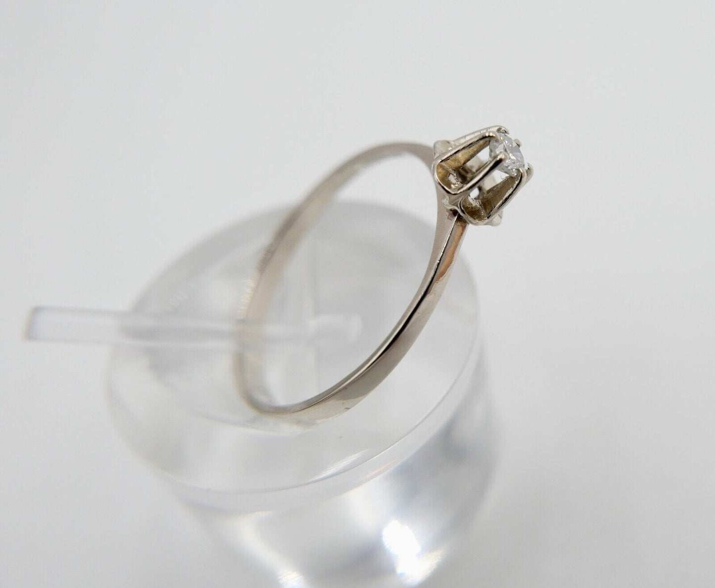 90er Jahre Eleganter Solitär 585 14K Gold Brillant Ring Gr.54 F&S - Antikhandel-Stuttgart