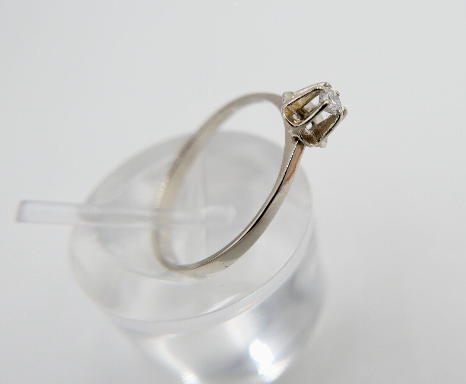 90er Jahre Eleganter Solitär 585 14K Gold Brillant Ring Gr.54 F&S - Antikhandel-Stuttgart