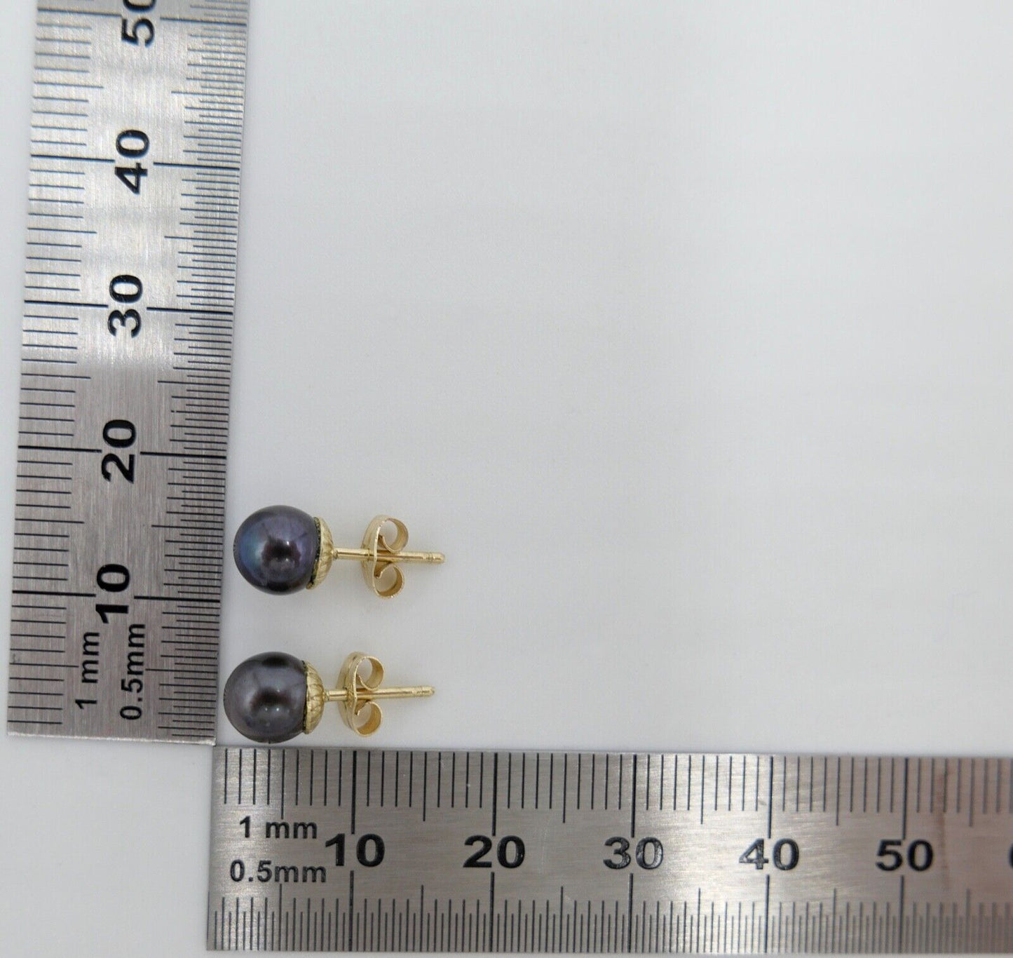 Tahiti Perlen Gold Ohrstecker Ohrringe 14K / 585 Gold Ø 6,1 mm - Antikhandel-Stuttgart