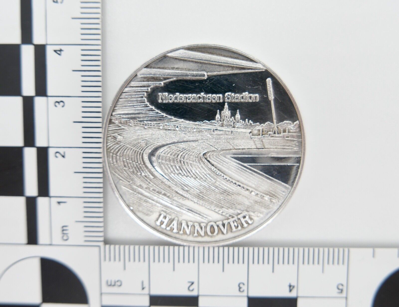 Medaille Hannover Niedersachsen Stadion 1000 Silber Fußball WM 1974 - Antikhandel-Stuttgart