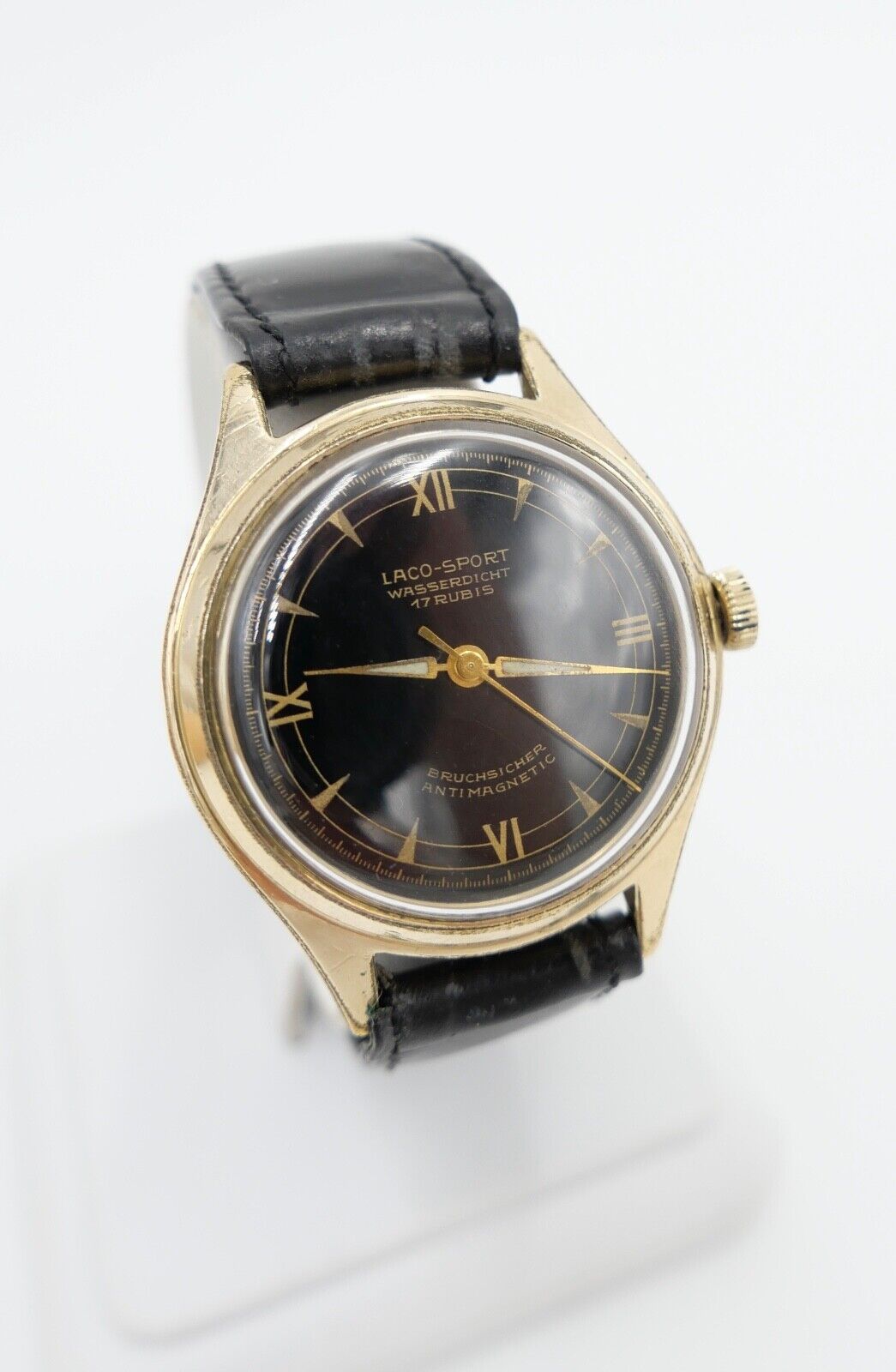 vintage Ende 50er Jahre LACO Sport Herrenuhr Cal. 26 vergoldet - Antikhandel-Stuttgart