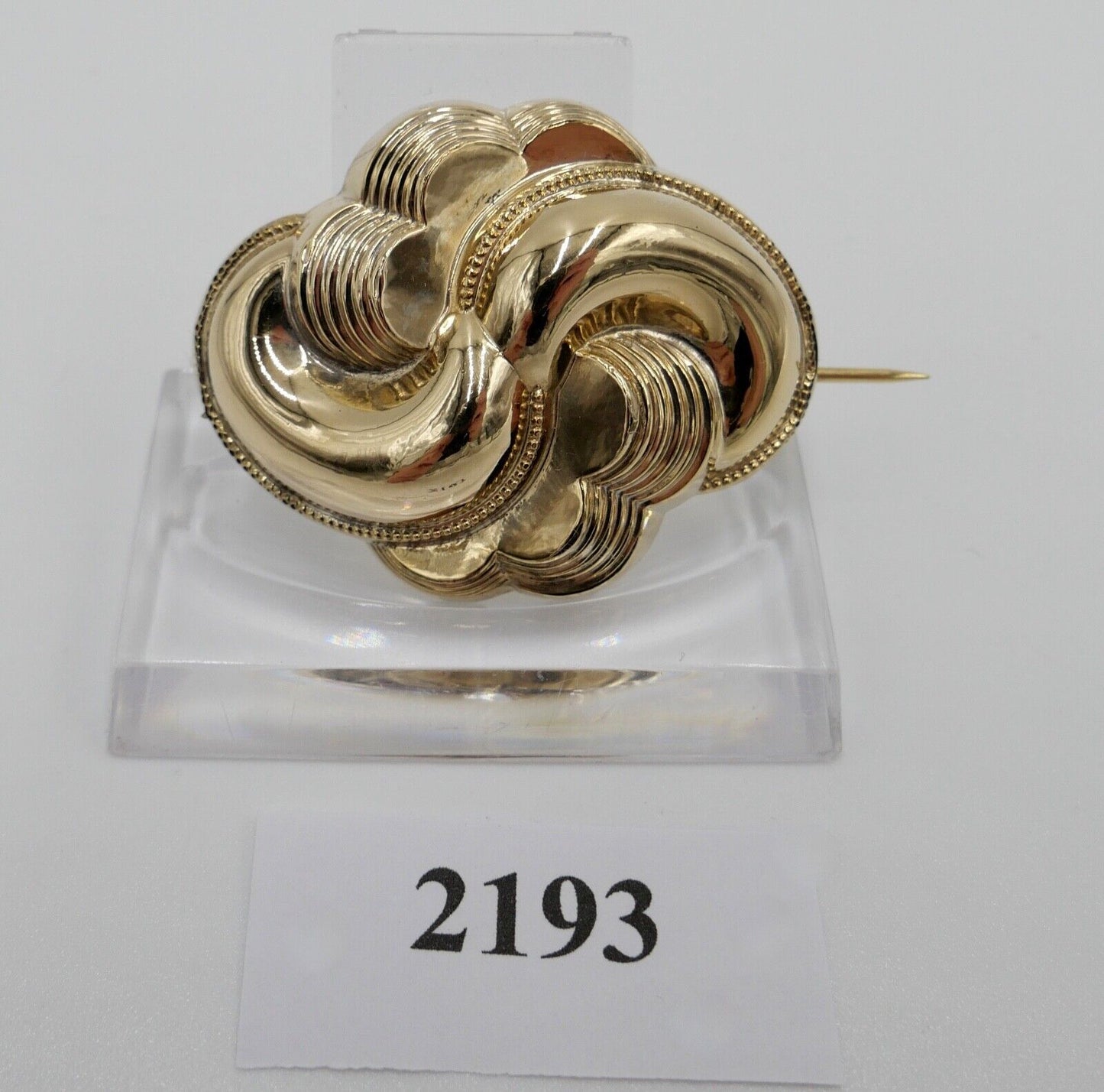 Antike Florale Biedermeier Barrock Brosche Silber / Vergoldet Ø 43x35 mm - Antikhandel-Stuttgart