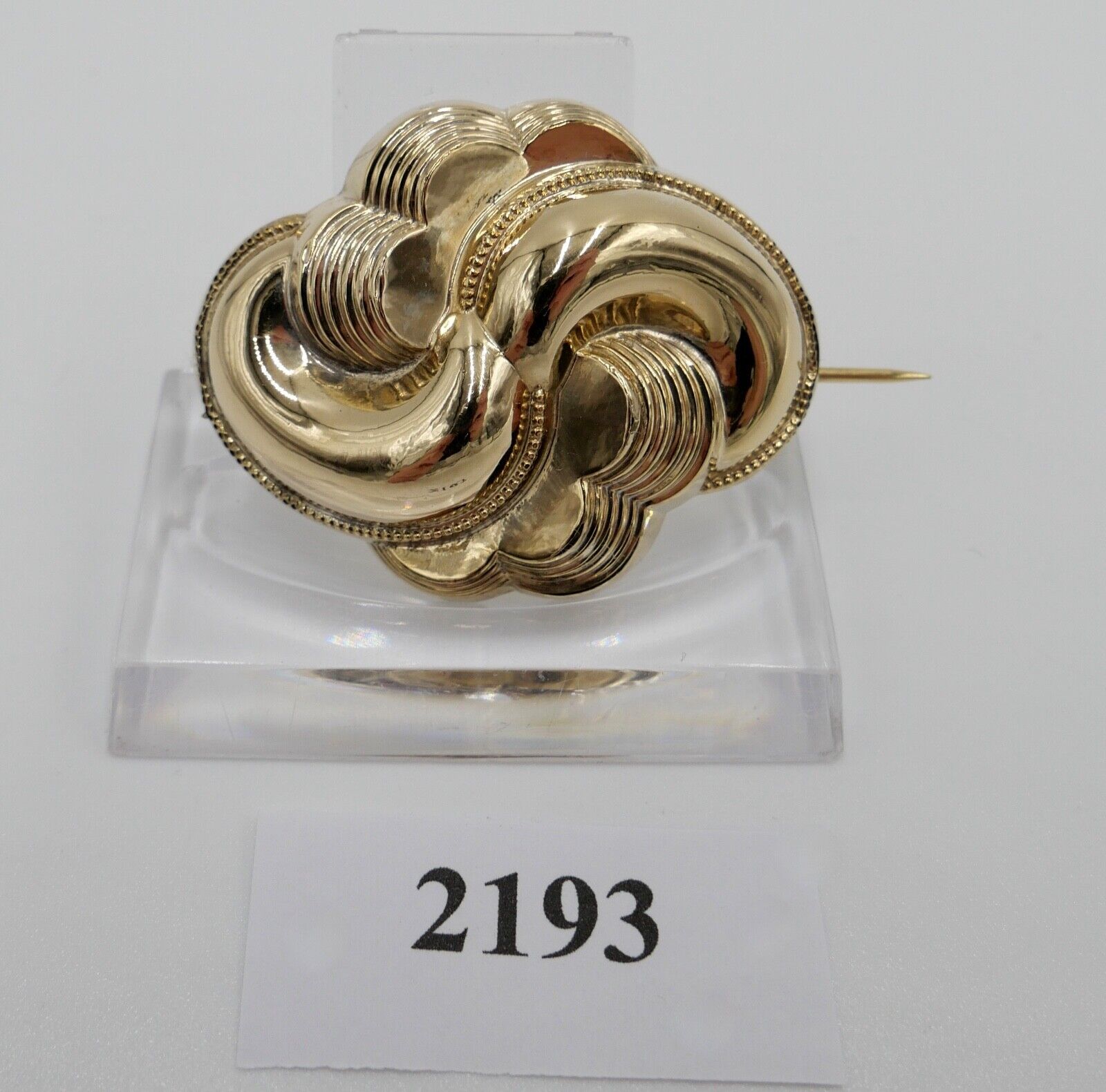 Antike Florale Biedermeier Barrock Brosche Silber / Vergoldet Ø 43x35 mm - Antikhandel-Stuttgart