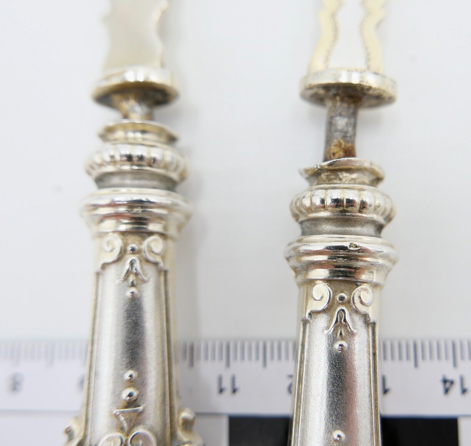 Seltenes Antikes 2 Tlg. Vorlegebesteck Fischgerichte Silber / vergoldet 19. JH - Antikhandel-Stuttgart