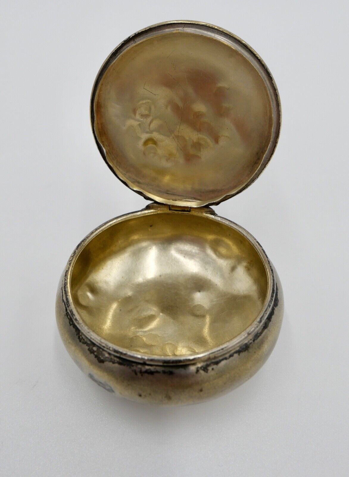 antike kleine Pillendose Deckeldose Tabatiere vergoldet um 1900 - Antikhandel-Stuttgart