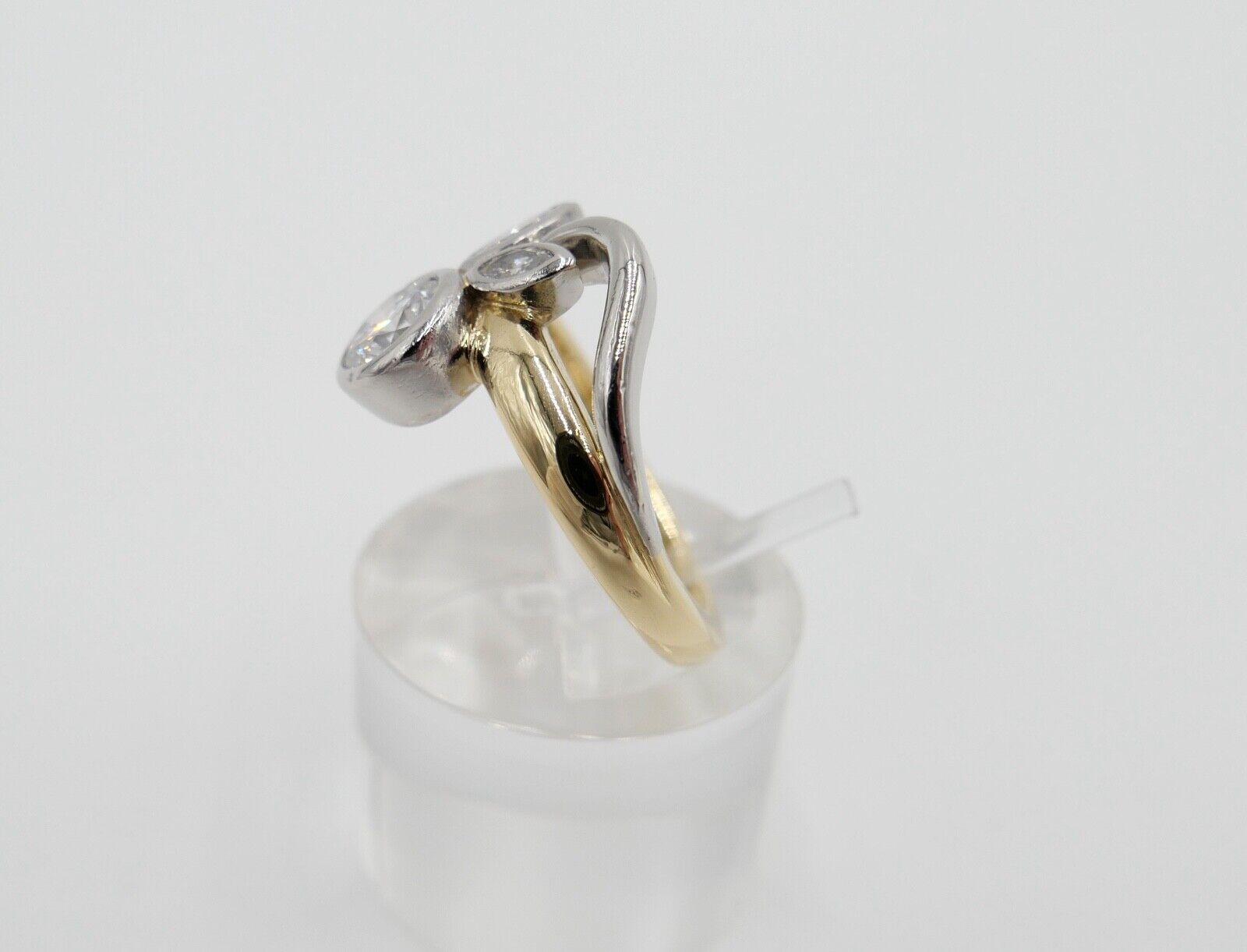 JACOBI Floraler Bicolor 750 18K Gold & 950 Platin Ring Brillant 1,06 Ct Gr.54-55 - Antikhandel-Stuttgart