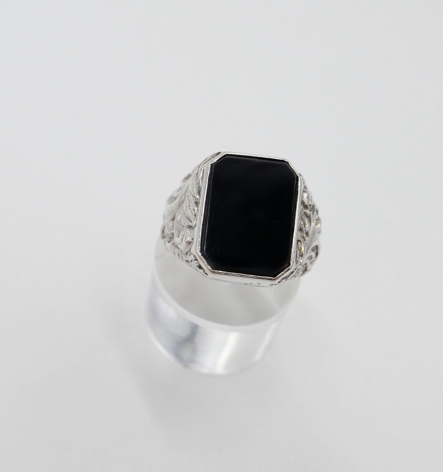 Jugendstil Siegelring Herrenring Ring 835 Silber Gr. 60 mit ONYX - Antikhandel-Stuttgart