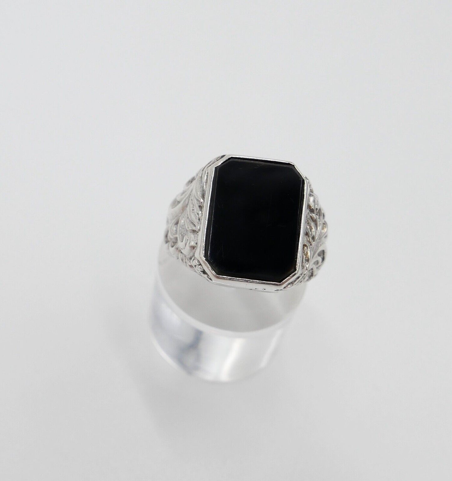 Jugendstil Siegelring Herrenring Ring 835 Silber Gr. 60 mit ONYX - Antikhandel-Stuttgart