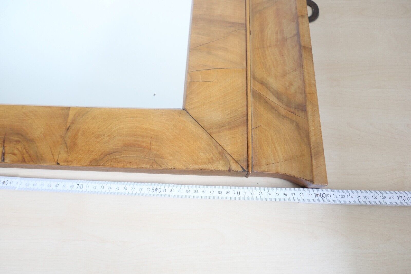 um 1820 / 1830 Biedermeier Spiegel Nussbaum Holz 100x60cm - Antikhandel-Stuttgart