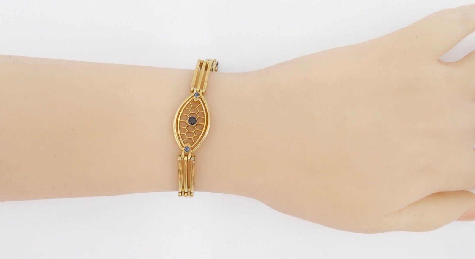 um 1900 Armband Tip Top Union AD Andreas Daub Glasstein 8,5 gr hart vergoldet - Antikhandel-Stuttgart