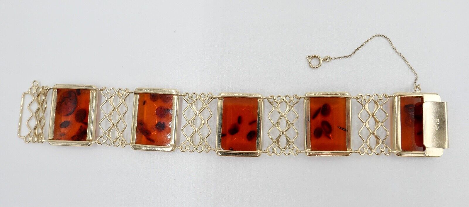 FISCHLAND Damen Bernstein Armband Gelbgold 333 8K amber 19,3 cm - Antikhandel-Stuttgart