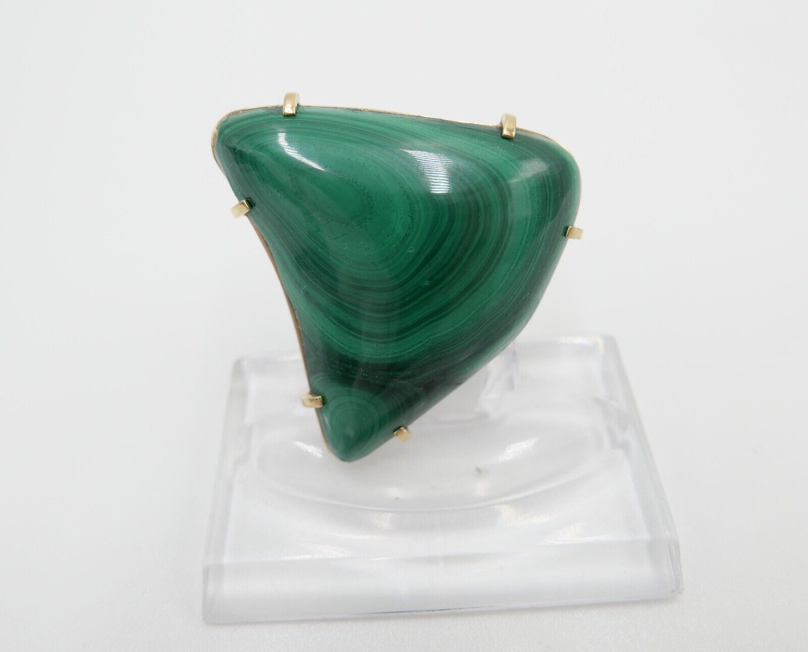 Ø 42mm Große 1980er Jahre Malachit Gold Brosche 585 / 14K - Antikhandel-Stuttgart