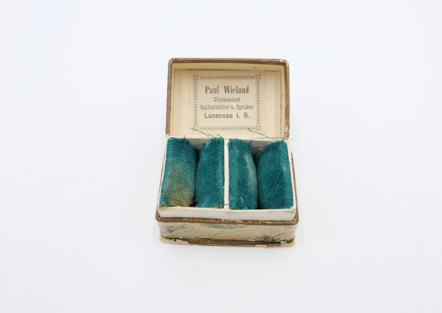 antikes Ringetui um 1900 Doppeletui 4,5x3x3 cm Hochzeit Glück dem Brautpaar - Antikhandel-Stuttgart