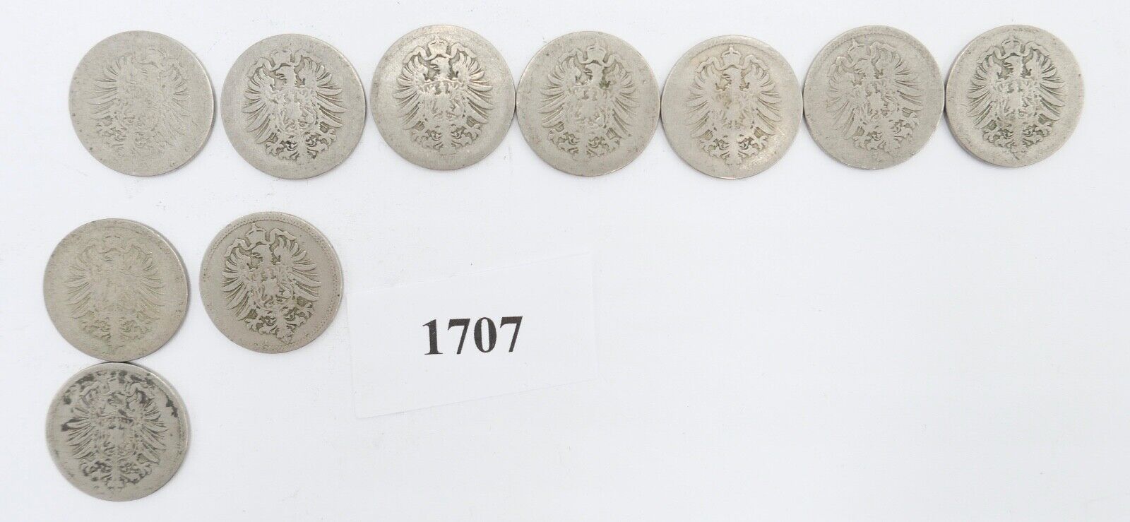 10x 10 Reichspfennig 1873 1875 1876 1888 Jäger J.4 s-ss - Antikhandel-Stuttgart