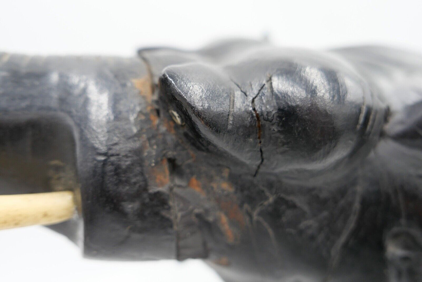 Großer massiver antiker Afrikanischer Holz Elefant 48x38 cm beschichtet 6,1 Kg - Antikhandel-Stuttgart