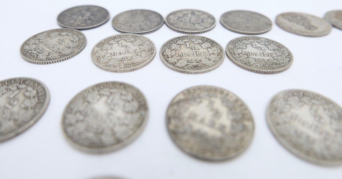 18x 1/2 Mark Jäger 16 / J.16 Silber 1905-1918 ss-stg sehr schön - Stempelglanz - Antikhandel-Stuttgart