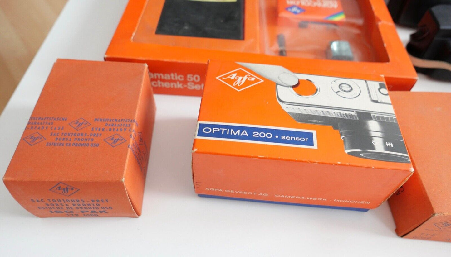 KODAK Agfamatic 50 Geschenkset Instamatic Typ 6114 6069 6180 6183 Hüllen 1970er - Antikhandel-Stuttgart