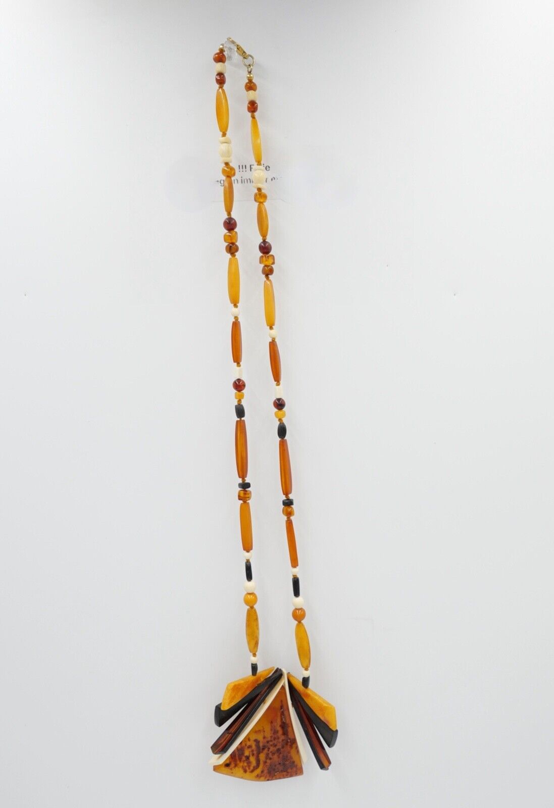 Bernstein & Bein Collier Kette butterscotch Halskette Ø 80cm vergoldet - Antikhandel-Stuttgart