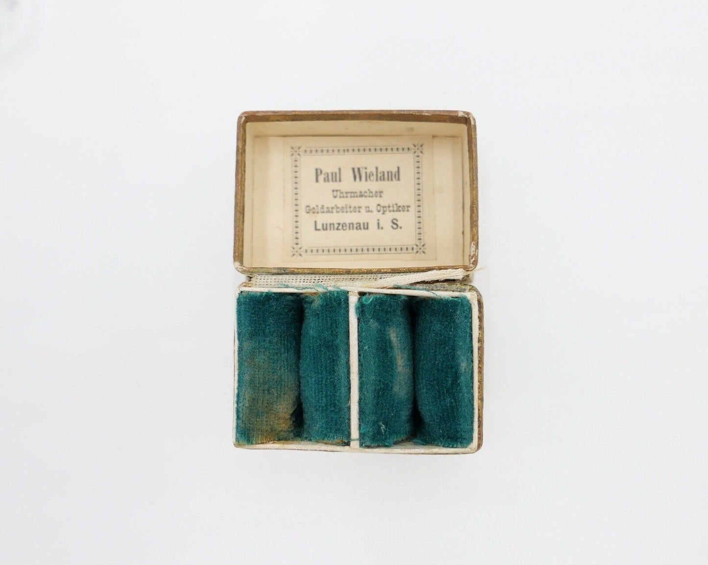 antikes Ringetui um 1900 Doppeletui 4,5x3x3 cm Hochzeit Glück dem Brautpaar - Antikhandel-Stuttgart