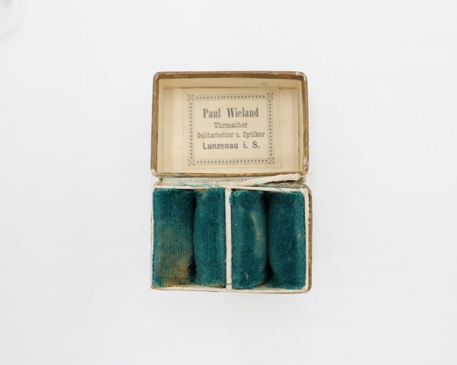 antikes Ringetui um 1900 Doppeletui 4,5x3x3 cm Hochzeit Glück dem Brautpaar - Antikhandel-Stuttgart